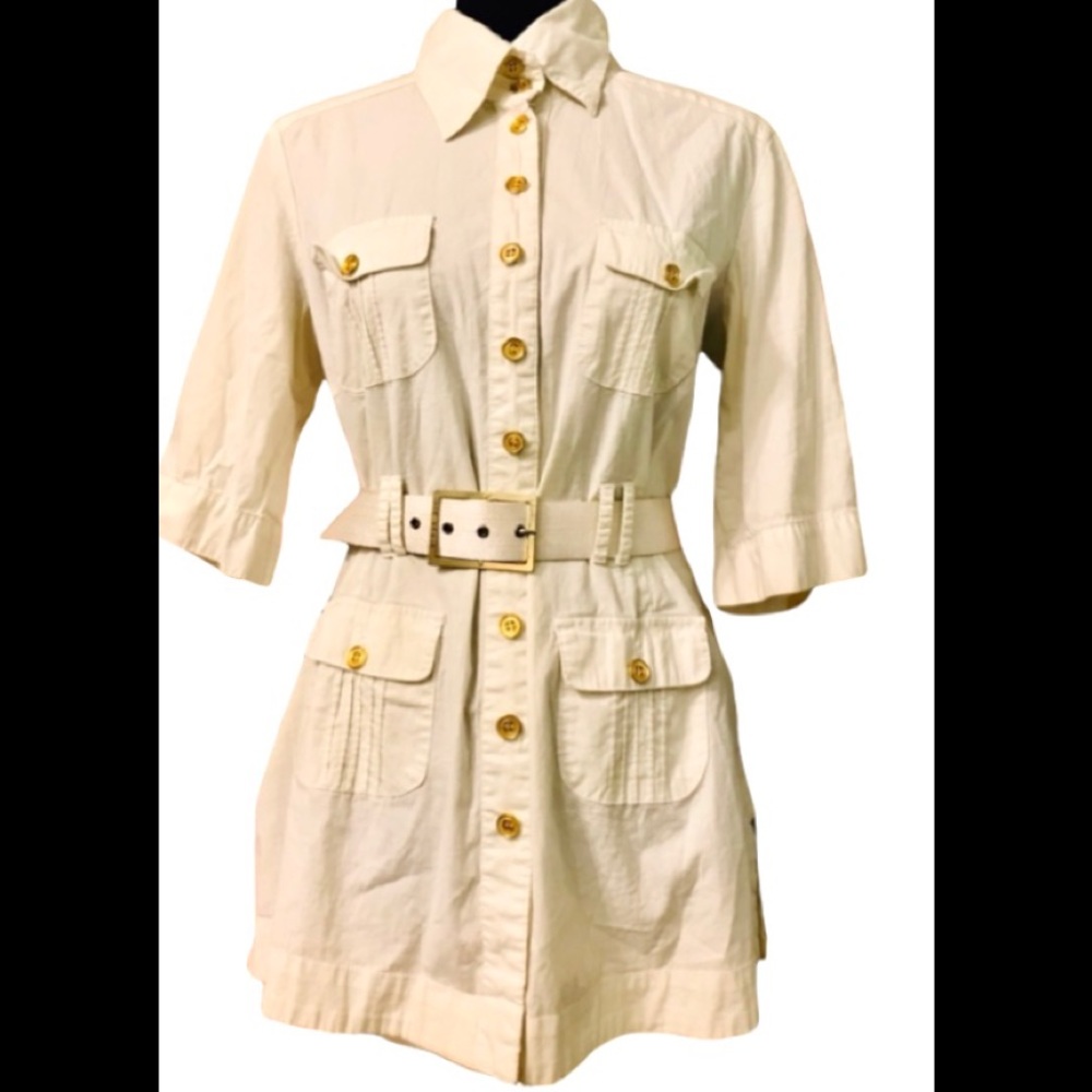 🔥White Button down Blouse W/Gold Buttons SZ Large